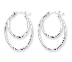 Silver Double Oval Hoop Earrings