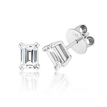 Load image into Gallery viewer, Twin Claw Four Claw Set Stud Earrings With Emerald Cut Cubic Zirconia