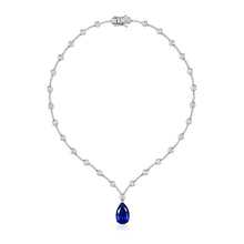 Load image into Gallery viewer, Necklet With Rub Over And Stone Set Bars With 18x11mm Blue Pear Shape