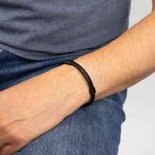 Load image into Gallery viewer, Reborn Plaited Black Recycled Leather And Black IP Bracelet