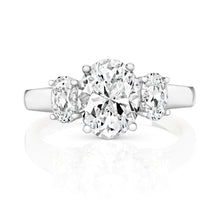 Load image into Gallery viewer, Three Stone Oval Cut Cubic Zirconia Claw Set Ring