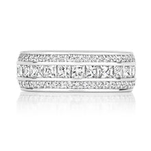 Load image into Gallery viewer, Three Row Eternity Princess Cut Centre And Round Stone Sides