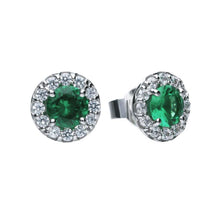 Load image into Gallery viewer, Green Emerald Coloured Round Solitaire Earrings