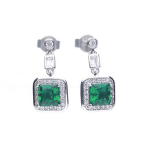 Load image into Gallery viewer, Art Deco Style Emerald CZ Pavé Earrings