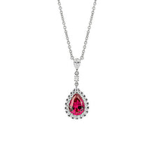 Load image into Gallery viewer, Red Diamonfire Zirconia Teardrop Necklace with Pave Surround