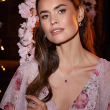 Load image into Gallery viewer, Red Diamonfire Zirconia Teardrop Necklace with Pave Surround
