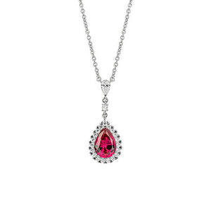 Red Diamonfire Zirconia Teardrop Necklace with Pave Surround