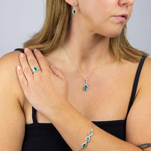 Load image into Gallery viewer, Green Zirconia Teardrop Ring with Pave Surround