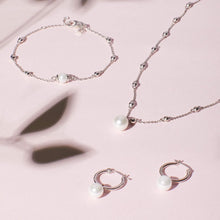 Load image into Gallery viewer, Trace Chain Station Necklace With Shell Pearl