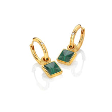 Load image into Gallery viewer, HD X Golden Edit Revive Malachite Square Earrings