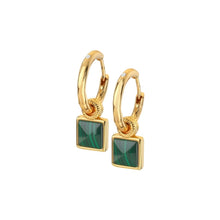 Load image into Gallery viewer, HD X Golden Edit Revive Malachite Square Earrings