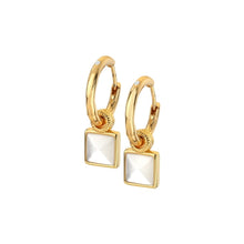 Load image into Gallery viewer, HD X Golden Edit Calm Mother of Pearl Square Earrings
