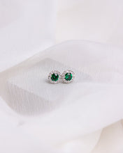 Load image into Gallery viewer, Green Emerald Coloured Round Solitaire Earrings