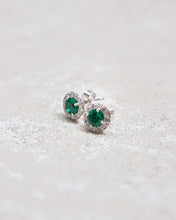 Load image into Gallery viewer, Green Emerald Coloured Round Solitaire Earrings