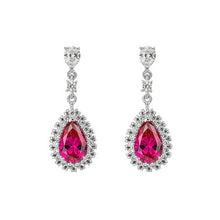 Load image into Gallery viewer, Red Diamonfire Zirconia Teardrop Earrings with Pave Surround