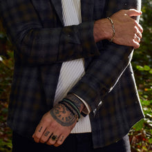 Load image into Gallery viewer, Multi Row Green Cork And Black Recycled Leather Bracelet