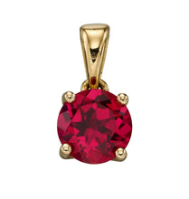 Load image into Gallery viewer, 9ct Yellow Gold Birthstone Pendant - July - Created Ruby