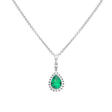Load image into Gallery viewer, Green Zirconia Teardrop Necklace with Pave Surround