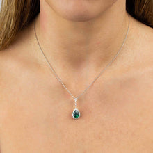 Load image into Gallery viewer, Green Zirconia Teardrop Necklace with Pave Surround