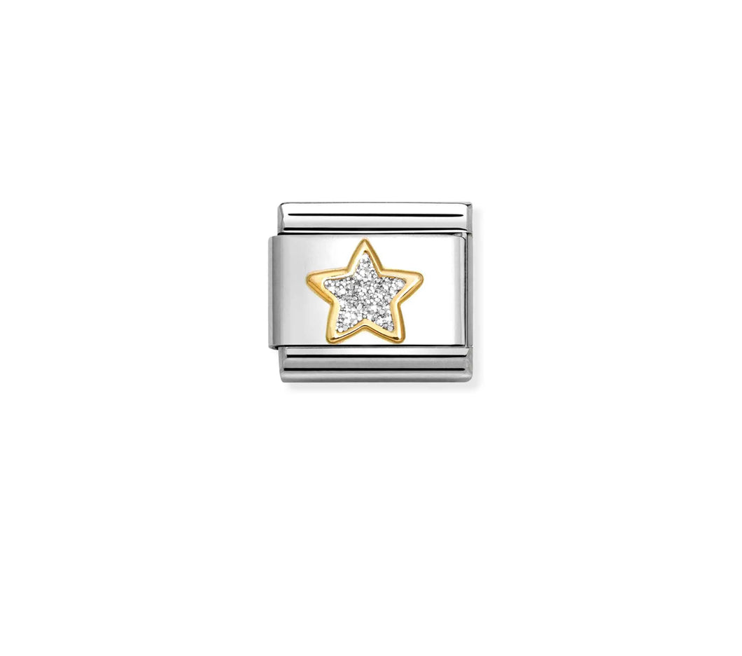 Composable Classic Link Bonded Yellow Gold And Enamel Silver Glitter Star