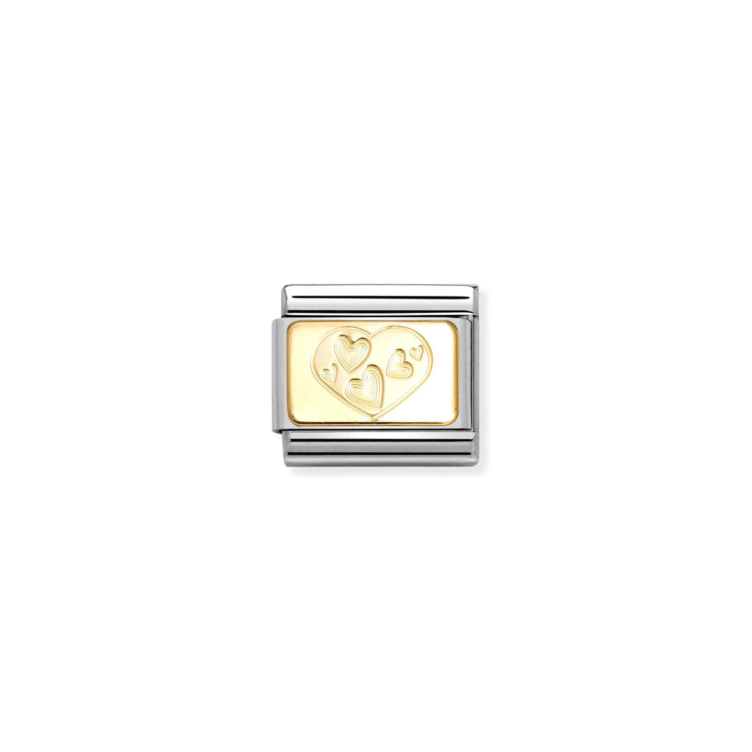 Composable Classic Link Hearts In a Heart Plate In Bonded Yellow Gold
