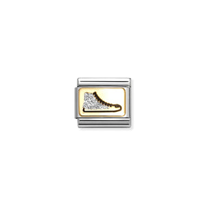 Composable Classic Link Bonded Yellow Gold And Enamel Silver Glitter Sneaker