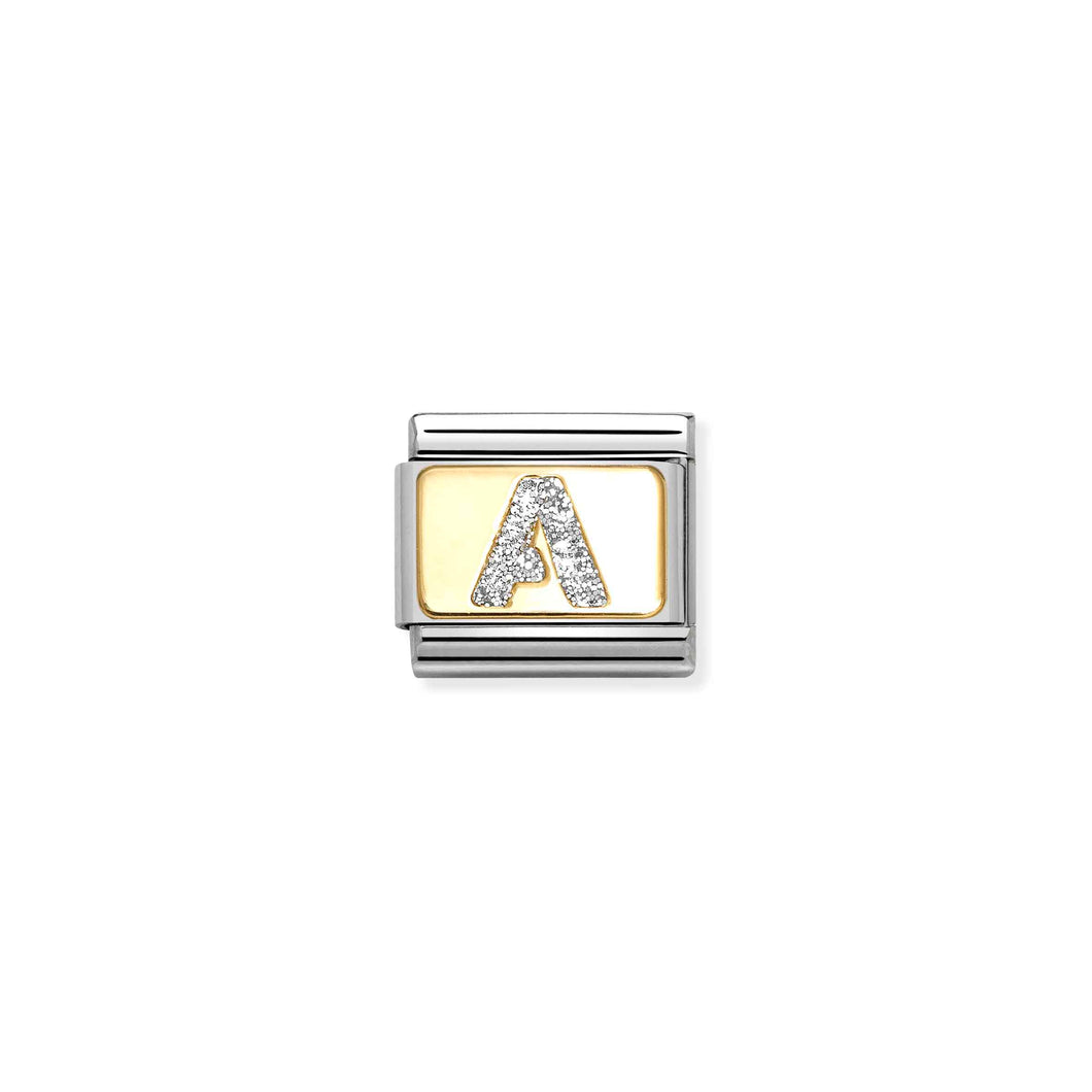 Composable Classic Link Letter A Silver Glitter