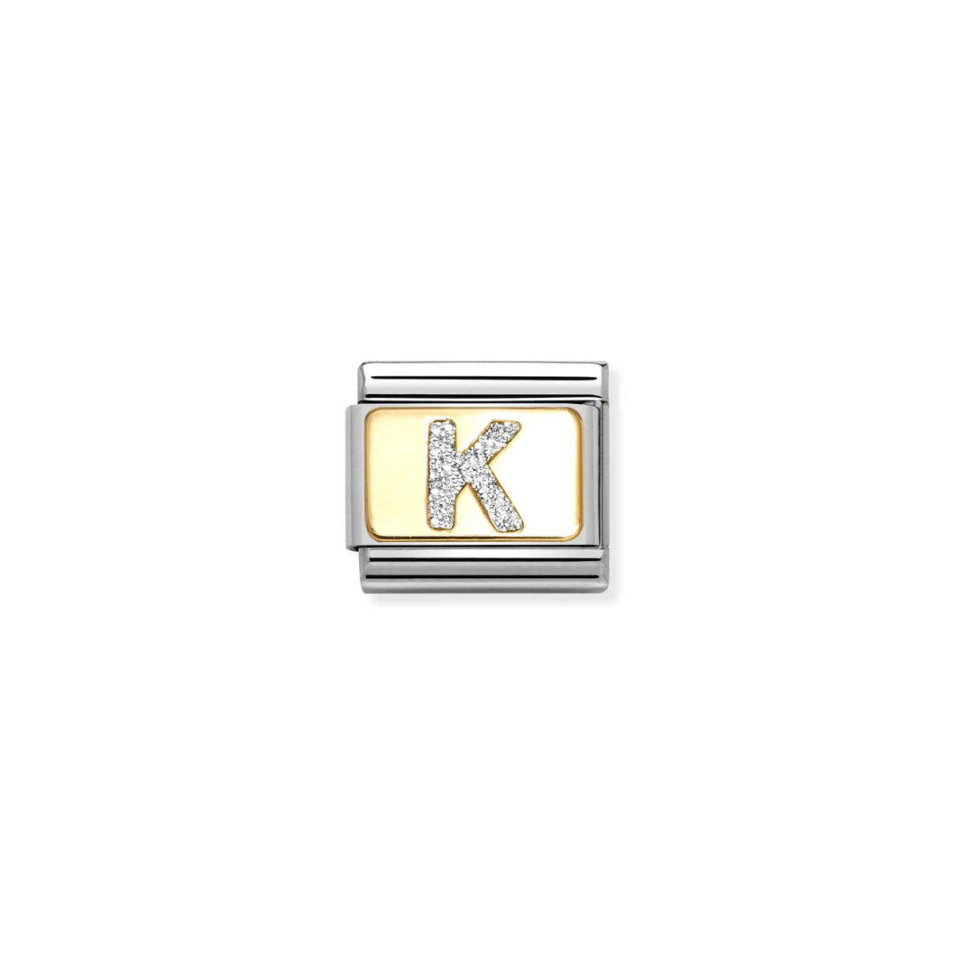 Composable Classic Link Letter K Silver Glitter