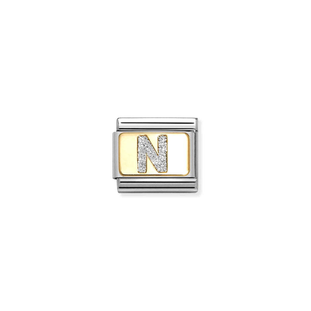 Composable Classic Link Letter N Silver Glitter