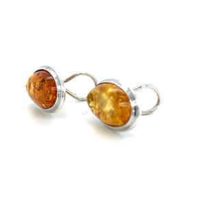 Oval Amber Clip Earrings