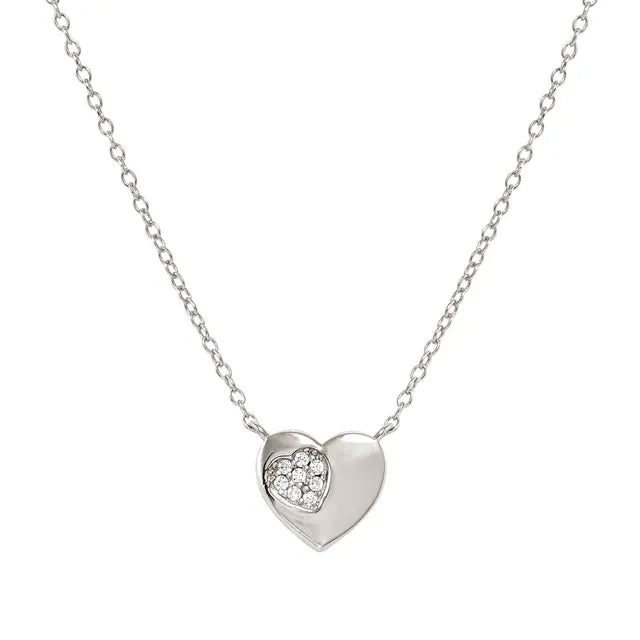 Petit Sparkle Necklace - Heart Silver