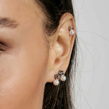 Load image into Gallery viewer, Pearls Loop Earrings - Round Silver
