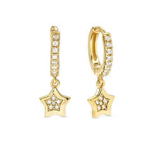 Load image into Gallery viewer, Petit Sparkle Hoop Earrings - Star 18K Plated
