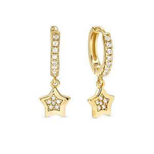 Petit Sparkle Hoop Earrings - Star 18K Plated