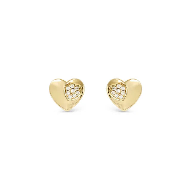 Petit Sparkle Earrings - Heart 18K Yellow Gold Plated