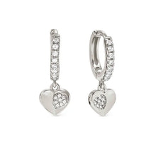 Load image into Gallery viewer, Petit Sparkle Hoop Earrings - Heart Silver
