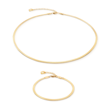 Load image into Gallery viewer, Flat Snake Chain Bracelet Gold Tone
