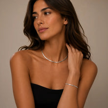 Load image into Gallery viewer, Flat Snake Chain Bracelet Silver Tone
