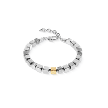 Load image into Gallery viewer, Stainless Steel Cubes Bracelet with Graphic Relief and Stainless Steel Gold
