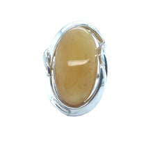 Load image into Gallery viewer, Silver And Oval Butterscotch Colour Amber Ring
