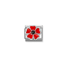 Load image into Gallery viewer, Composable Classic Link Red Flower With Black In Silver And Enamel
