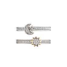 Load image into Gallery viewer, Céleste Sun &amp; Moon Pavé Duo Stacking Rings
