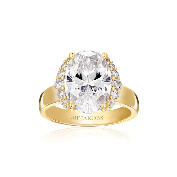 Ring Ellisse Grande - 18K Gold Plated With White Zirconia