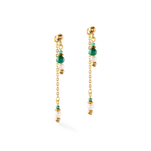 Load image into Gallery viewer, Harmony Multiwear Earrings Freshwater Pearls &amp; Malachite Gold
