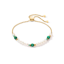 Load image into Gallery viewer, Harmony Bracelet Freshwater Pearls &amp; Malachite Gold
