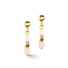 Load image into Gallery viewer, Earrings Romantic Freshwater Pearls &amp; Rose Quartz Gold
