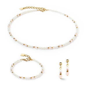 Earrings Romantic Freshwater Pearls & Rose Quartz Gold