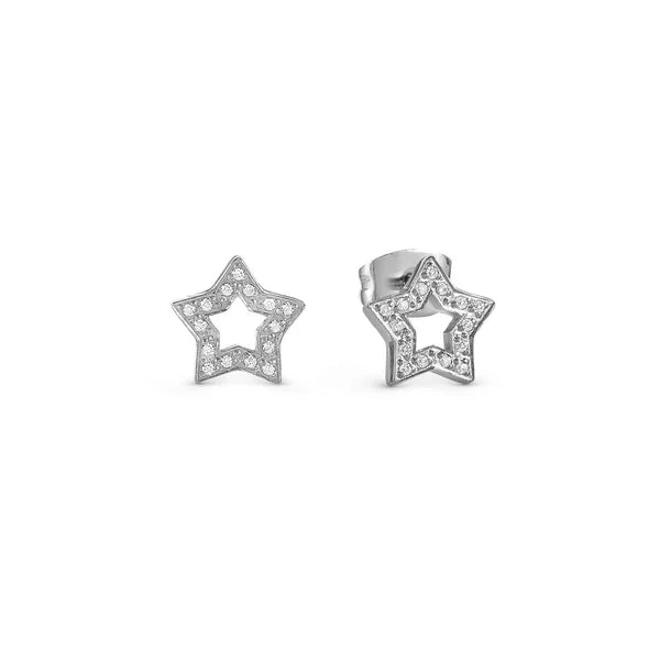 Soffio D'amore Star Earrings in Steel with CZ