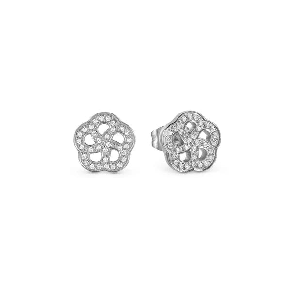 Soffio D'amore Flower Earrings in Steel with CZ