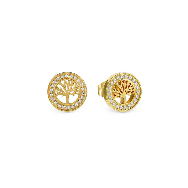 Soffio D'amore Tree of Life Earrings in Steel And Yellow PVD with CZ